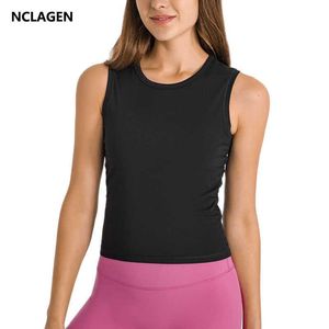 Camisoles Tanks Nclagen Nakedfeel Yoga V Plus Size Sports Running Tank Top Elastic Breaable Fabric Gym Top Aletic Active Workout Blouse Z0322