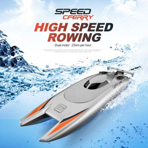 Electric RC Boats 25KM H RC Boat 2 4 Ghz High Speed 4CH Racing Speedboat Remote Control Ship Water Game Kids Toys 230323