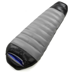 Śpiwory gęsi Down Mumia Kempingowa śpiwór 4 sezon Waterproof Travel Warm Down Sleep Bag na wędrówki na świeżym powietrzu 230323