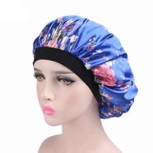 伸縮性のあるバンド女性のためのサテンボンネット帽子睡眠を作るバスクッキングレディースソリッドカラーヘアケアナイトキャップケムベンコハット多機能ヘッドバンド23色
