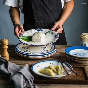 Piatti Piatto da portata in ceramica giapponese Piatti da minestra per servire insalata Bistecca Vassoio decorativo dipinto a mano Stoviglie da cucina per la casa