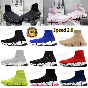 Casual Shoes Designer Socks Speed ​​2.0 1.0 Platform Mens Shiny Knit Trainer Runner Sock Shoe Master präglade kvinnors sneakers hastigheter