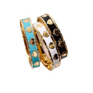 3 Farbarmbänder Emaille Love Wide Heart Frauen Männer Armreifen Designer Schmuck Schwarz geplattet Edelstahlliebhaber Geschenk Bangles Mens Armband