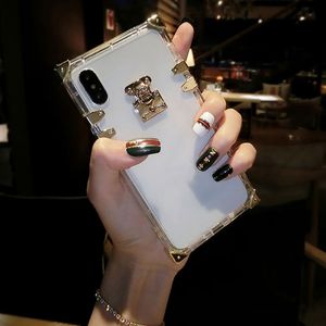 Custodie per cellulari trasparenti con baule quadrato per iPhone 14 13 12 Mini 11 Pro Max XR XS 6 7 8 Plus SE2 Designer Luxury Crystal trasparente Cover per paraurti posteriore conchiglie Fundas 33