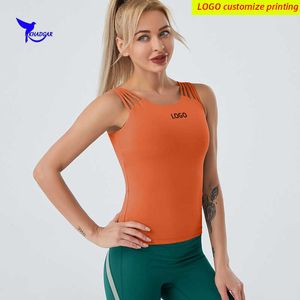 Camisoles Tanks Custom Push Up Yoga v Women Sportswear Singlet Gym Fitness Qui Dry Tank Top Seveless Ranuph Shirts Sports Bra Z0322