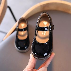 Flat Shoes 2023 Little Girl'S Spring Baby Princess Bow Dress For Children Kids Party Patent Leather Toddler 1 2 3 4 5 6 Years