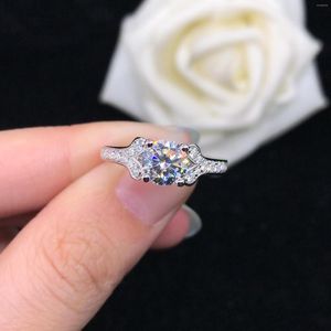 Anelli a grappolo Matrimonio a prezzi accessibili Gioielli di marca 1CT D Colore Moissanit Anello di diamanti Fidanzamento Donna Oro bianco 18 carati