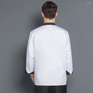 Men's Casual Shirts Chef Shirt Long Sleeves Cooking Clothing El Clothes Breathable Plus Size Top Men Uniform For Fast Food Store