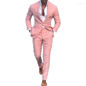 Men's Suits Fashion Men Business Pink Four Seasons Slim Wedding for Smart Casual Tres De Hombre Elegantes
