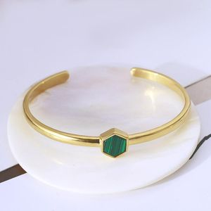 Bangle Luxury Gold Plated Bracelets For Women Natural Stones Turquoise 2023 Fashion Open Bangles On Hand Accessories Jewelry Gift