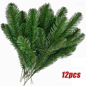 Decorative Flowers 12 Pcs Artificial Fake Pine Tree Branches For DIY Garland Leaf Christmas Year Party Wedding Decorations Kids Gifts