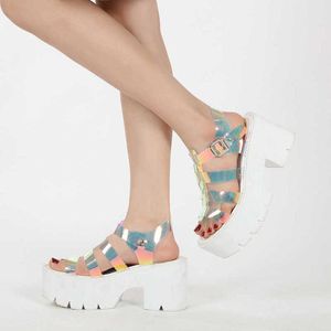 Lady Super High Heels Sandals Yaz Prenses Ayakkabı Platformu Kalın Dipler Kızlar İçin Japon Siyah Ayakkabı Lolitaty7 230202