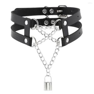 Кокер панк -готический ремень ожерелья для женщин кожаный воротник цепи