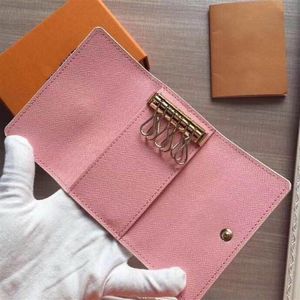 High quality Famous brand new women men classic 6 keys holder cover with box dust bag card key ring2472