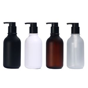 Plastic Lotion Pump Bottle 300ml 500ml Matte Frost Brown Black White Round Shoulder PET Refillable Cosmetic Packaging Had Sanitizer Container