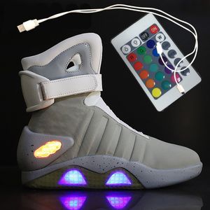 Stövlar vuxna USB -laddning LED lysande skor för mäns mode lyser upp avslappnade män tillbaka till framtiden glödande sneakers 230323