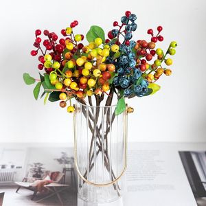 Decorative Flowers Artificial Fake Plant Mini Short Branch Foam Berry Christmas Dress Up Fresh Fruit Decoration Home Restaurant