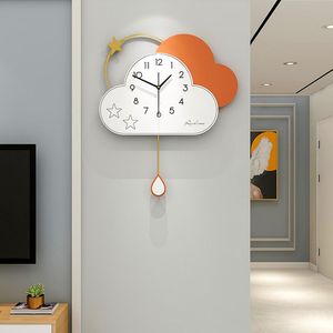 Wall Clocks 3d Large Living Room Bedroom Modern Nordic With Pendulum Cartoon Luxury Relojes De Pared Decor HX50NU