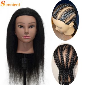 Mannequin Heads Head African Mannequin com cabelos reais Afro Afro Styling Braiding Training Hairart Barber Hairdressing Tools Wigs 230323