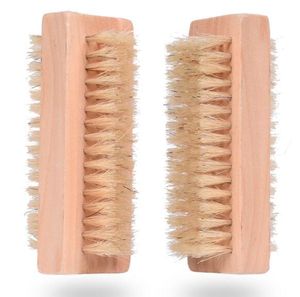新しいウッドネイルブラシ両面自然のイノシシ毛の毛の木製マニキュアネイルブラシスパデュアルサーフェスブラシハンドクレンジングブラシ10cm RRA