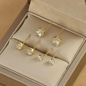 Stud Earrings ED65453 Korean Fashion Cute 2023 Round Zirconia 3 Pairs Set For Women Jewelry