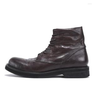 Botas trabalham com tênis de couro genuíno retrô de inverno com tênis de luxo tênis britânicos no tornozelo britânico Sapatos casuais de pilotagem