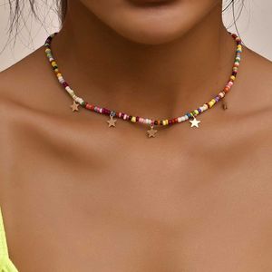 Colares pendentes Boho Rice Beds Colares de pingentes de estrela para mulheres meninas Bohemian Style estilo colorido colares colares de jóias de jóias de jóias Z0321