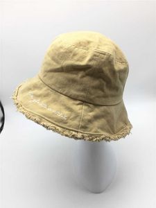 Cappelli a tesa larga Donna Cappello a secchiello solido Lady Girls Cappello da pescatore in cotone twill lavato con parole ricamate su tesa Cappello da sole morbido femminile G230323