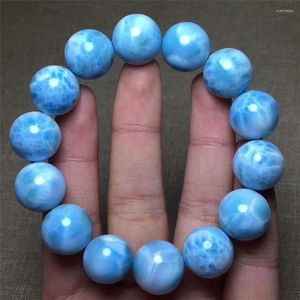 Strand äkta naturlig blå larimar ädelstenar Stone Big Beads Women Man Armband 15mm