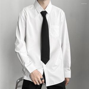 Men's Casual Shirts Men's Fashion Handsome Long Sleeve School Uniform Solid Color Shirt Students Top Outwear Clothing