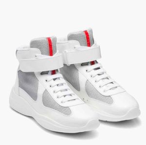 2023 Moda High-top America Cup Sapatos Sapatos Homens de borracha Patente de couro Patente Homem Casual Sapato Casual Treinadores de moda atacado EU38-46