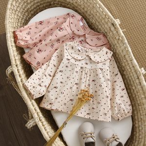 키즈 셔츠 베이비 여자 꽃 셔츠 0-2 년 봄 가을 아기 소녀 긴 소매 블라우스 셔츠 어린이 아기 아기 옷 230323