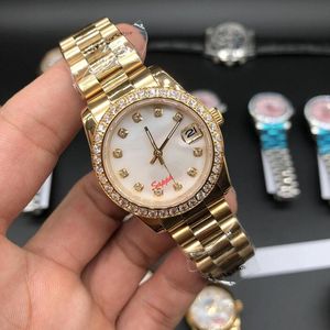 Meerdere kleuren vrouwen kijken 31 mm lady horloge diamant bezel shell face dames roestvrij horloges laagste prijs dames automatisch mechanisch polsbeschenk