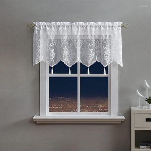 Curtain French White Jacquard Rose With Bottom Tassel For Bay Window Kitchen Partition Valance Short Drape #D