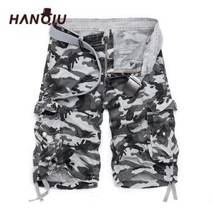 Shorts masculinos camuflagem shorts de carga solta homens homens frios de verão de verão calça curta de calça curta homme shorts sem cinto 230323