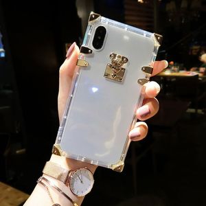 Top Clear Square Trunk Cell Phone Cases for iPhone 14 13 12 Mini 11 Pro Max XR XS 6 7 8 Plus SE2 Designer Luxury Transparent Crystal Mobile Bumper Back Covers Shells Fundas