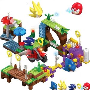 Block 420st the Hedgehogs Sonic Pop Game Building 4 In1 Green Hill Zone Model Bricks Toys for Children Christmas Gifts 230322