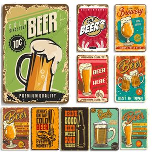 Beer Vintage Poster Metal Tin Sign Decoração industrial Plato de parede Clube Pub Bar Sinais de decoração de parede de parede linda placa de metal 30x20cm W03