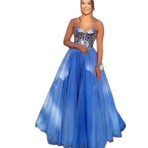 Vintage Sparkly Soft Tulle Prom Dresses Sweetheart Crystal Top Homecoming Dress Puffy Skirt Floor Length Graduation Party Gowns 326 326