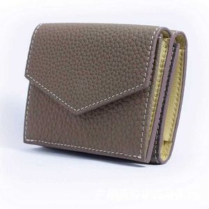 Brieftaschen WR Kurze dreifache Lederbrieftasche 2022 Neue Mode Damen Rindslederschrank Farbkontrast Multi-Kartentaschen-Geldbörse Z0323