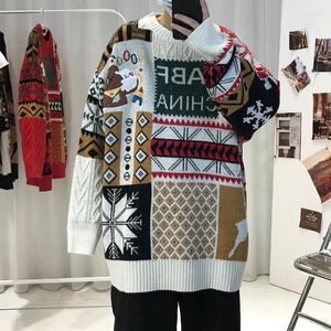 Men's Vests Year Sweater Patchwork Couple Pullover Knit Thick Loose O-neck Retro Lazy Style Coat Casual Outwear Clothe For Man