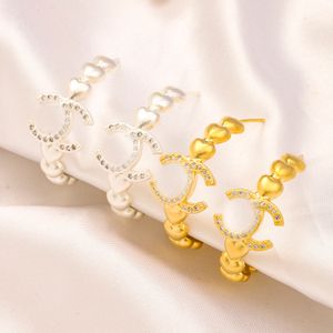 Kobiety prawdziwe złoto designerskie kolczyki do uszu stalowa pieczęć moda 925 srebrna marka projektanci geometrii litery kryształowy kryształowy kolczyk