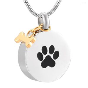 Pendanthalsband LKJ9922 Keepsaksmycken - hundkremation Match Mini Golden Bone Charm Pet Urn Necklace för att hålla aska