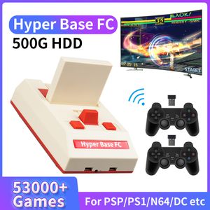 Portable Game Players Retro Video Console 4K UHD Hyper Base FC Box Ext 500G HDD for PSP PS1 N64 DC 3DO MAME NDS 53000 s with Controller 230323
