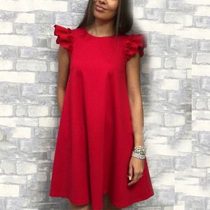 Freizeitkleider Damen Mädchen Sommer Minikleid Mode Rüschen ärmellos A-Linie einfarbig Sommerkleid lässig lose Rundhalskleider Übergröße 230323