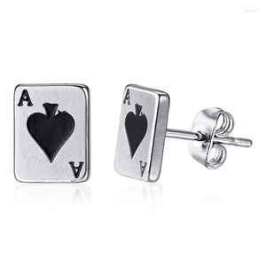 Ohrstecker Mode Ace Of Spades Für Männer Junge Edelstahl Poker Spieler Karten Glück Ohrring Punk Männlichen Schmuck