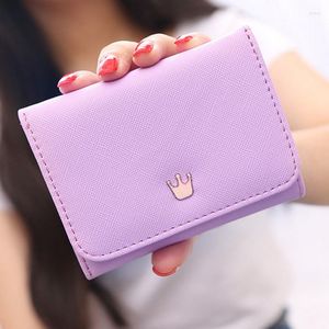 Cüzdan cüzdan kadın bayan kısa taç dekore edilmiş mini para cüzdanları küçük kat pu deri kadın para çanta kartı tutucu 172