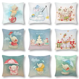 Pillow Cartoon Elephant Case Decor Animal Cover For Sofa Pillowcase Covers 45x45cm