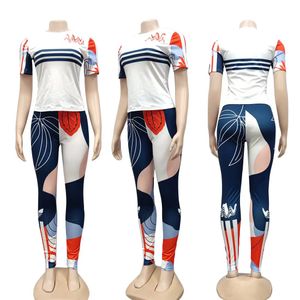 2023 abbigliamento sportivo da donna firmato abbigliamento femminile è l'Europa e gli Stati Uniti stampato abito casual tutto T-shirt pantaloni a maniche corte set di due pezzi