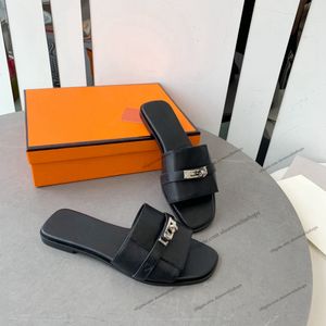 Sandale Slide Sandal Designer Pantoufles Plage Classique Sandales Plates De Luxe Été Dame En Cuir Tongs Hommes Femmes Diapositives 02